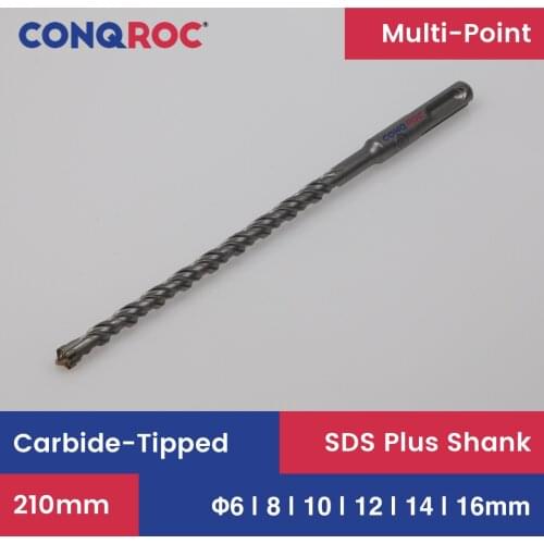 210mm SDS Plus Drill Bit Electric Hammer Masonry Cross Carbide Tip Drill Bit 6/8/10/12/14/16mm