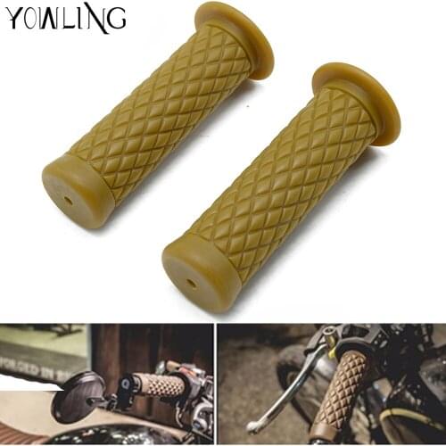 7/8" Retro Vintage Motorcycle Brown Hand Grip Throttle Handlebar Open Bar End Chopper Custom Cafe Racer Bobber