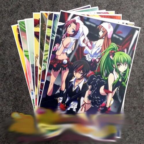 8 Piece Anime Cartoon Code Geass Printed Poster Cosplay Prop Home Wall Decor Collectible for Girl Boy Christmas Gift
