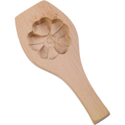 94PF Wooden Moon Cake Wooden Baking Mold Flower Shape Chinese Traditional Mid-autumn Festival Moon Cake Mold for Muffin Gift