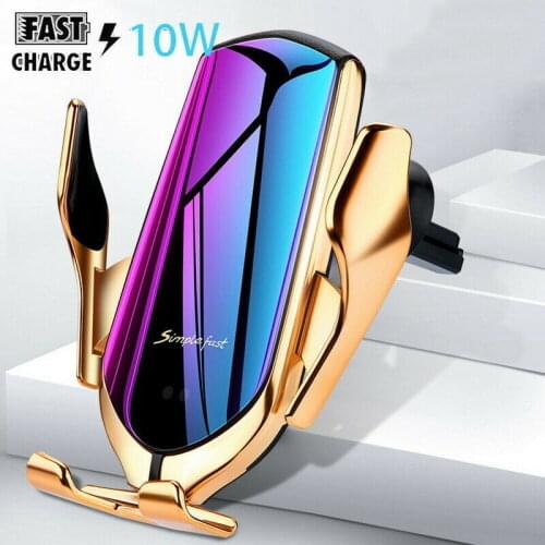 10W Automatic Clamping 10W Car Wireless Charger For iPhone 11 12 XS Huawei LG Infrared Induction Qi Fast Wireless Charger Car