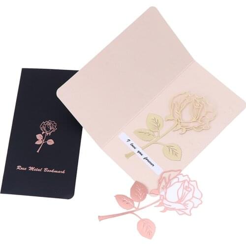 1pc Electroplated Gold Rose Metal Bookmark for Book Paper Creative Items Lovely Korean Stationery Gift