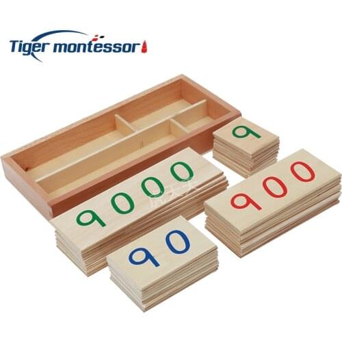 Montessori Wooden Mathematics Materials Small Wooden Number Cards With Box (1-9000) Toys