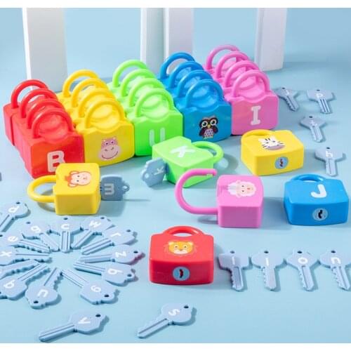 Kids Montessori Materials Toy Learning Locks with Keys Numbers Letters Educational Toys for Children Preschool Games