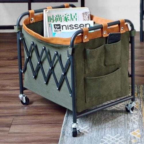 Export Japanese Style Folding Mobile Storage Basket Living Room Newspaper Rack Magazine Rack Storage Rack Storage Bookshelf