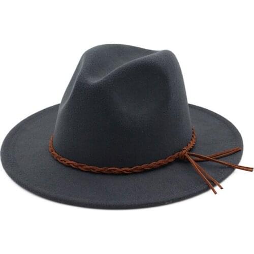 European Men Women Imitation Woolen Winter Women Felt Hats Fashion Black Top Jazz Hat Fedoras Chapeau SombreroHF110