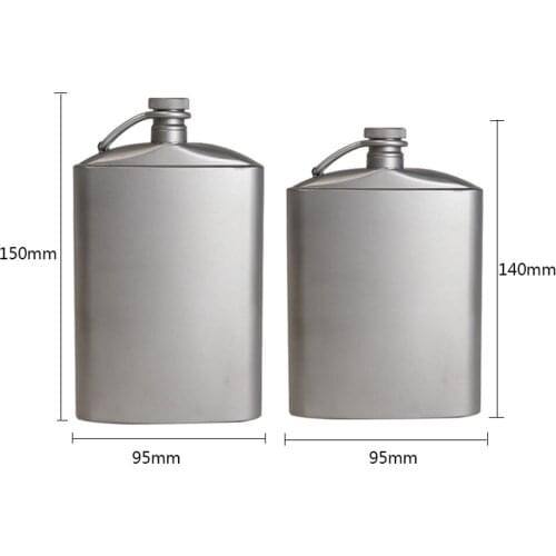 Titanium Flask Wine Hip Flagon with Screw Cap Clip Ultralight Hydration Flat Bottle With Ti Funnel for Outdoor Hiking
