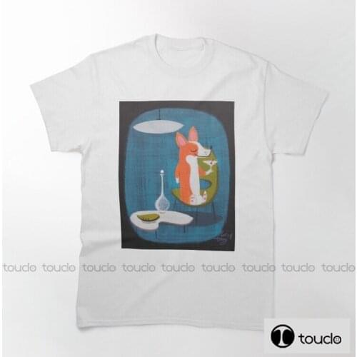 New Corgi At Home T Shirts Men/Women Printed Cotton Novelty Tees Classic Men Cotton Tees Tops Harajuku Streetwear