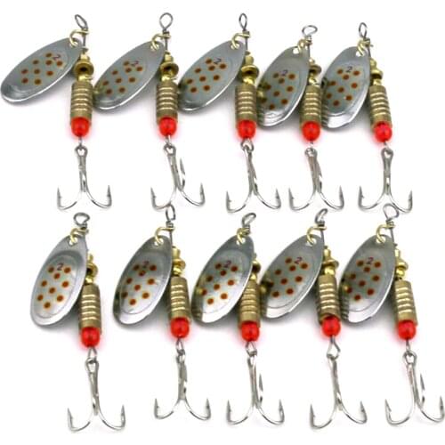 HENGJIA 10PCS Rotating Sequin Bait 6.3CM 5.1G Metal Spoon Lures Hard Bait wobbler Hook Fishing Tackle