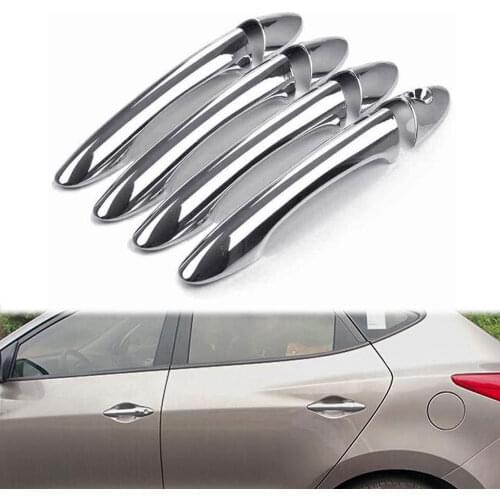 For Hyundai Tucson ix35 Car Chrome Door Handle Cover Trim Exterior Auto Anti-Scratch Styling Stickers 2010 2011 2012 2013