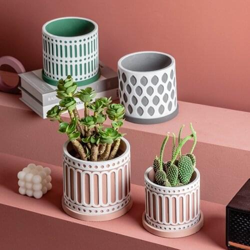 Nordic Style Cement Fleshy Flowerpot Simple Creative Modern Personalized Green Succulents Pots Ceramic Flower Vase