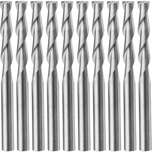 10Pcs Router Bits 1/8In Cutting Diameter Flat Nose End Mill Tungsten Steel Endmill 2 Flutes 3.175mm Spiral Upcut Milling Cutter