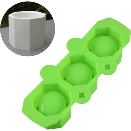 3 Holes Round Geometric Polygonal Concrete Flower Pot Vase Mold Cactus Cement Molds Silicone DIY Aromatherapy Candle Decoration