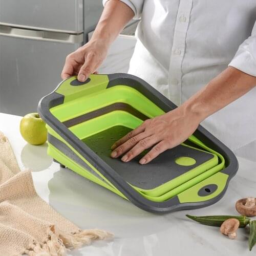 Collapsible Cutting Board Multifunction Chopping Board with Colander Chopping and Slicing Board for Camping Picnic BBQ Kitchen