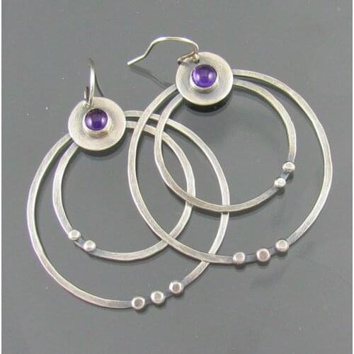 Fashion Double Hollow Earrings for Women Bohemian Circle Charm Pendant Vintage Ethnic Round Drop Dangle Earrings Jewelry