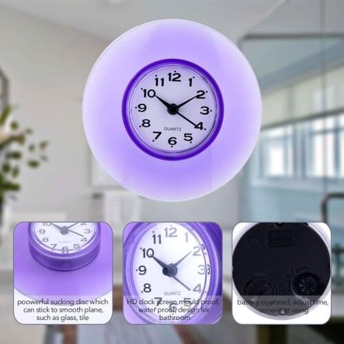 Mini Fashion Bathroom Kitchen Mirror Suction Wall Clock Shower the bedroom a study creative Waterproof Quartz Clocks Decoration