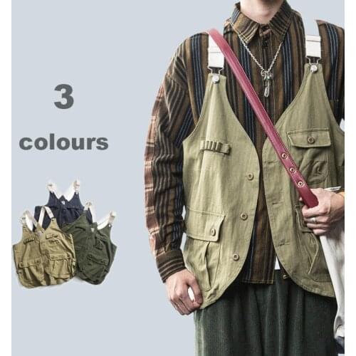 Fashions Korean Style Vest Men Streetwear High Quality Hip Hop Sleeveless Jacket Military Tooling Multi-Pocket Tactical Coat