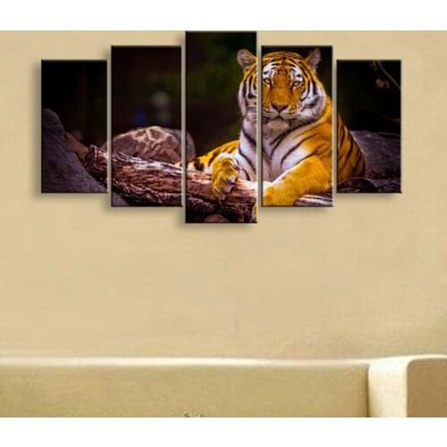 Modular Poster Painting Animal Pictures ChildrenS Room Frame Decoration Wall Art 5 PiecesPcs HD Print Tiger Top-Rated Canvas
