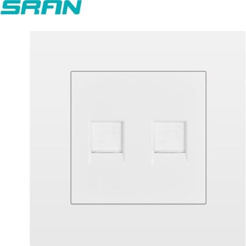 SRAN wall socket dual telephone,weak electricity plug flame retardant PC panel 86mm*86mm home decoration accessories 2gang RJ11