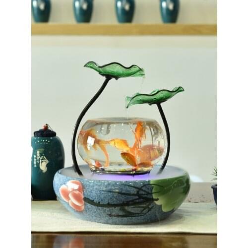 Zq Desktop Make a Fortune as Endless as Flowing Water Fountain Indoor Fish Tank Humidifier Lucky Decoration Home Decoration