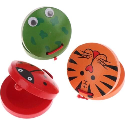 Wooden castanet new kid children toy wood percussion flamenco musical instrument