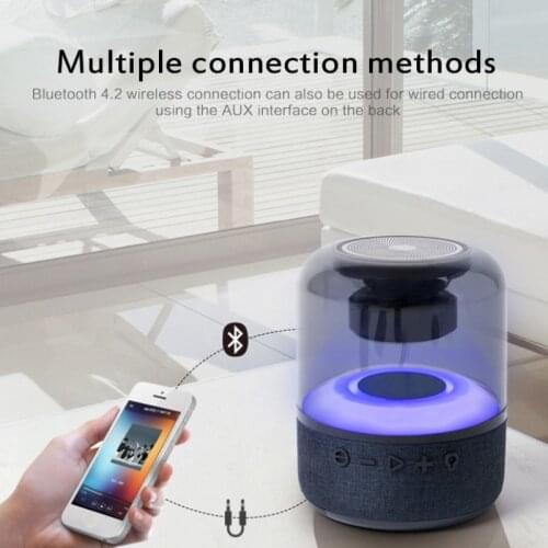 Portable Wireless Bluetooth Speaker Bass New Product Creative Four-color Light Glass 3D Stereo Multimedia Speaker