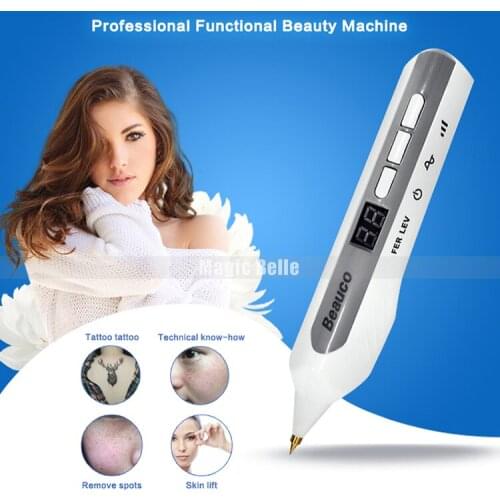 Portable 9 Level LCD Laser Freckle Remover Mole Wart Tag Tattoo Removal Plasma Pen Family Salon Tools