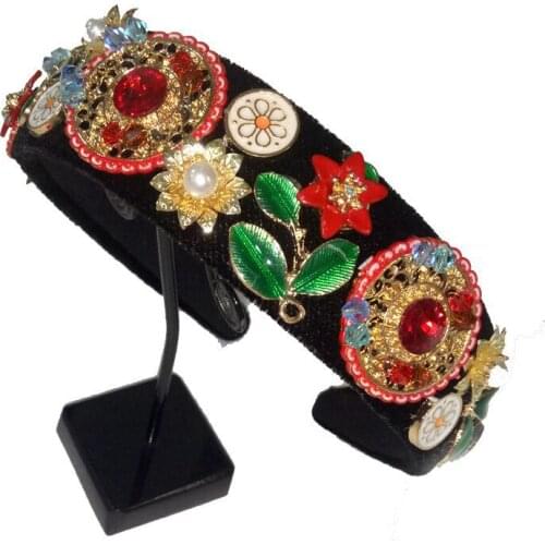 New Limited Edition Baroque Multicolor Flowers Crown Handmade Tiara Crystal Wide Headbands Wedding Hair Jewelry Gift For Women