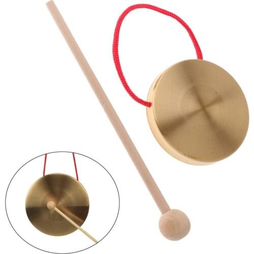 Hand Gong Cymbals with Wooden Stick Chapel Opera Percussion Musical Instrument Traditional Chinese Folk Musical Toy