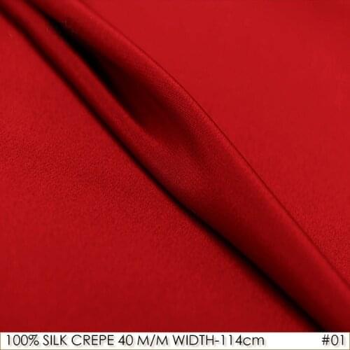 SILK CREPE DE CHINE 114cm width 40momme Natural Silk Fabric Heavy Silk Suit Set Silk Fabric China Red 01