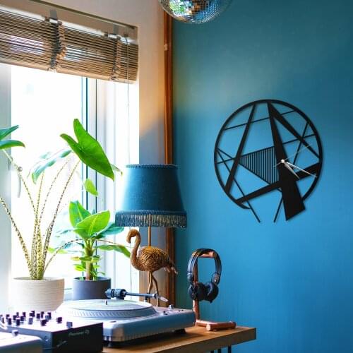 Symmetrical Large Black Metal Quiet Wall Clock Unique Modern Cool Stylish Creative Design Items for Home Office Decoration