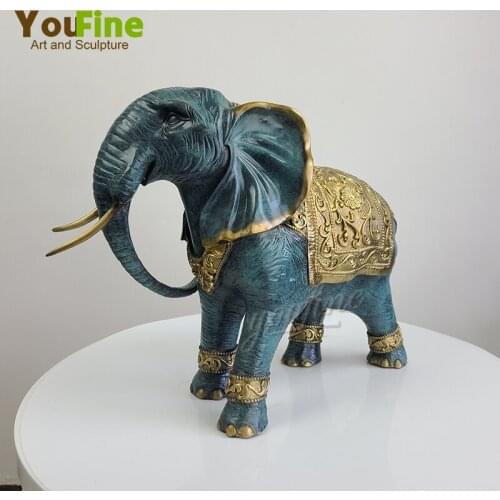 Bronze Elephant Statue Lucky Wild Animal Sculpture Fengshui Bronze Elephant Figurine Modern Art Gorgeous Home Office Table Decor