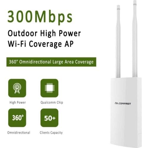 High Power Wifi Extender Outdoor Wifi AP Waterproof Wifi Router 300Mbps 2.4G Dual 5dbi External Antenna POE 802.11b/g/n