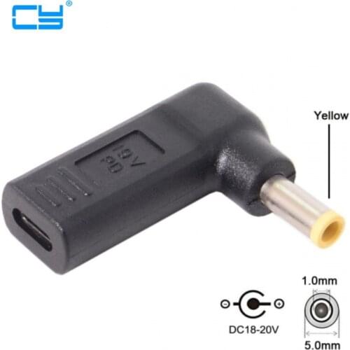 USB 3.1 Type C USB-C to DC 19V 5.0*1.0mm Adapter PD Emulator Trigger 90 Degree Angled Yellow