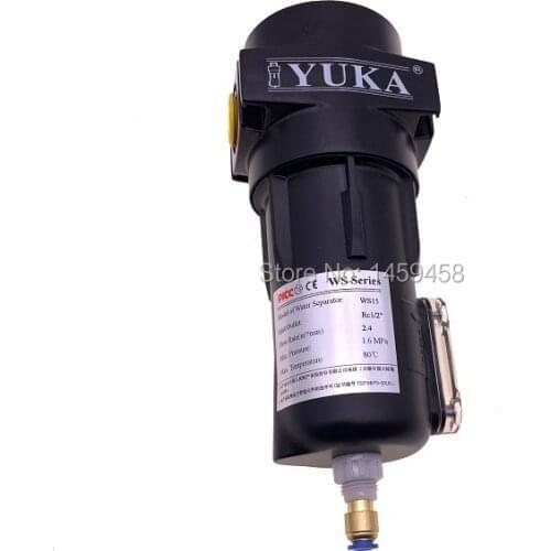 Free shipping 2pcs/lot WS15 water separator moisture separator 2.4m3/min Rc1/2'' black genuine YUKA brand parts