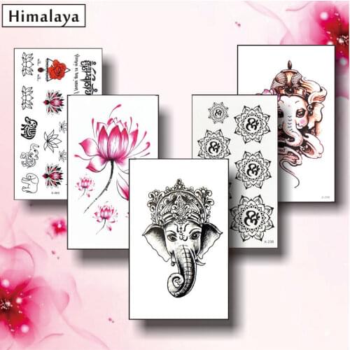 #11 5 pcs/ Set Temporary Tiny Tattoos, Non-toxic And Waterproof Ganesha OM Yoga Symbol Lotus Tattoo