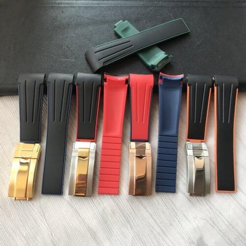 Top quality 20mm Curved End soft watchband Silicone Rubber Watch band For Role strap Daytona Submariner GMT explorer 2 Bracelet