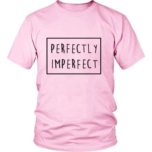 New Print Summer Short Sleeves Tops Black White Punk Rock Tee Shirt Clothing Womens O Neck T Shirt Style PERFECTLY IMPERFECT