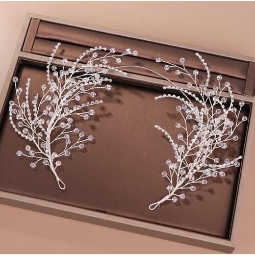 2021 Wedding Hair Accessories Crystal Pearl Crown Headband tiara Flower Headpiece Hair Women Hair Jewelry Bridal Hair Accessorie