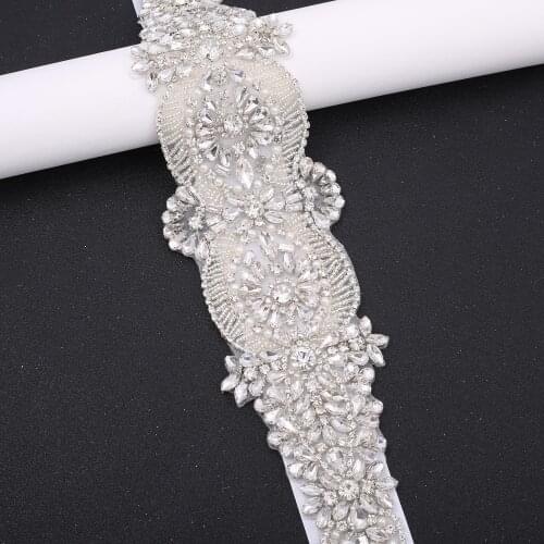 SESTHFAR Rhinestones Bridal Belt Silver Diamond Wedding Belt Crystal Bridal Sash For Wedding Accessories