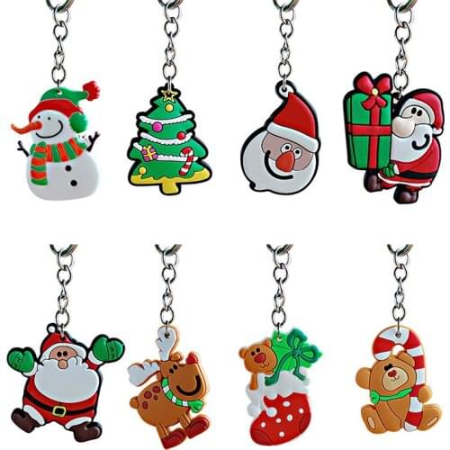Women Keychain Men Boy Girls Cute Funny Christmas Present Santa Reindeer Pendant Keychain Christmas Keychain