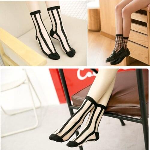 10 Colors Lace Transparent Fishnet Thin Ankle Socks Super Comfortable Elasticity Summer Black White Sheer Hosiery