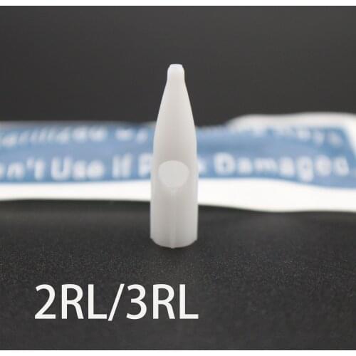 100pcs White 2RL/3RL Disposable Eyebrow Lip Tattoo Needle Tips Permanent Makeup Caps For Merlin Mosaic Dragon Tattoo Machine