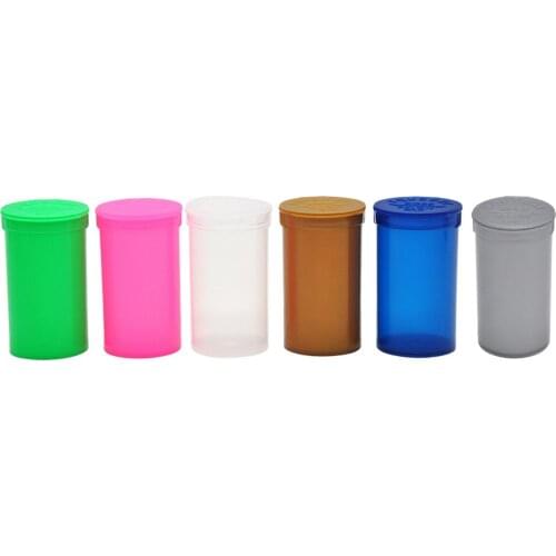 19 Dram Empty Squeeze Pop Bottle- Vial Medical Herb Pill Box Herb/Spice Containers Airtight Storage Case Color Random