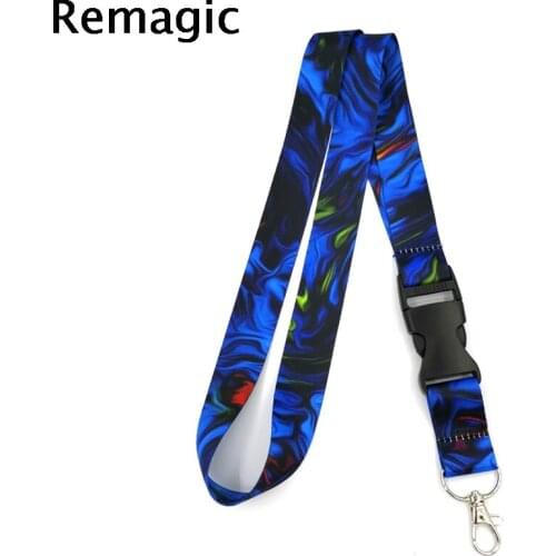 20pcs Blue Watercolor Marble Pattern Neck Strap Lanyards ID badge card holder keychain Mobile Phone Strap Gift Ribbon webbing