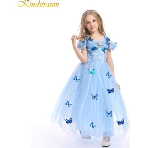 2019 Girls Dress 4 Colors Kindstraum Sleeveless Princess Fancy Butterfly Costume Kids Dress Clothes Costume Cosplay Dress DC020