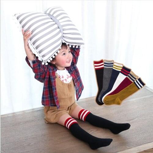 2020 Kids Socks Toddlers Girls stripe Knee High Long Soft Cotton baby Girls Boys Students socks Knee High Socks