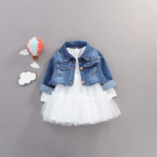 2021 spring Infant Baby Girls Clothes Sets Princess Denim Jacket + Dress 2Pcs Baby Girl Outfit Suits for Baby Girl Clothing Set