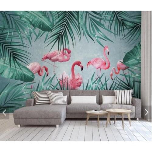 3D Tropical Flamingo Wallpaper Mural for Living Room Bedroom Wall Decor Hand Painted Contact Paper Murals Wall Paper Customize