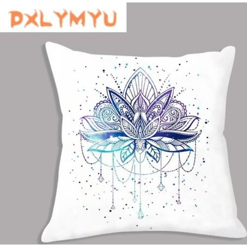 45x45cm Pillowcase Decorative Soft Cushion Cover Abstract Indian Amulet Keys Lotus Feathers Printed Pillow Case Decorative Sofa